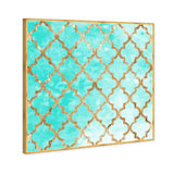 Oliver Gal 'Arabesque Turquoise and Gold' Abstract Framed Wall Art Print