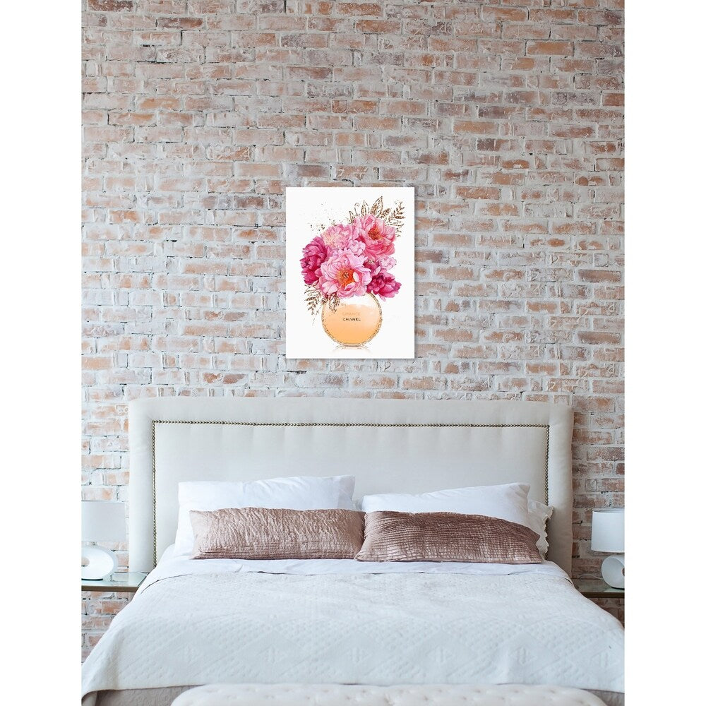 Oliver Gal 'Beige Bouquet Perfume' Floral and Botanical Wall Art Canvas Print - Pink