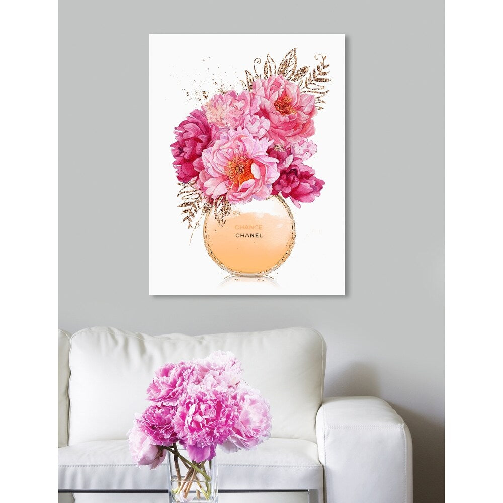 Oliver Gal 'Beige Bouquet Perfume' Floral and Botanical Wall Art Canvas Print - Pink
