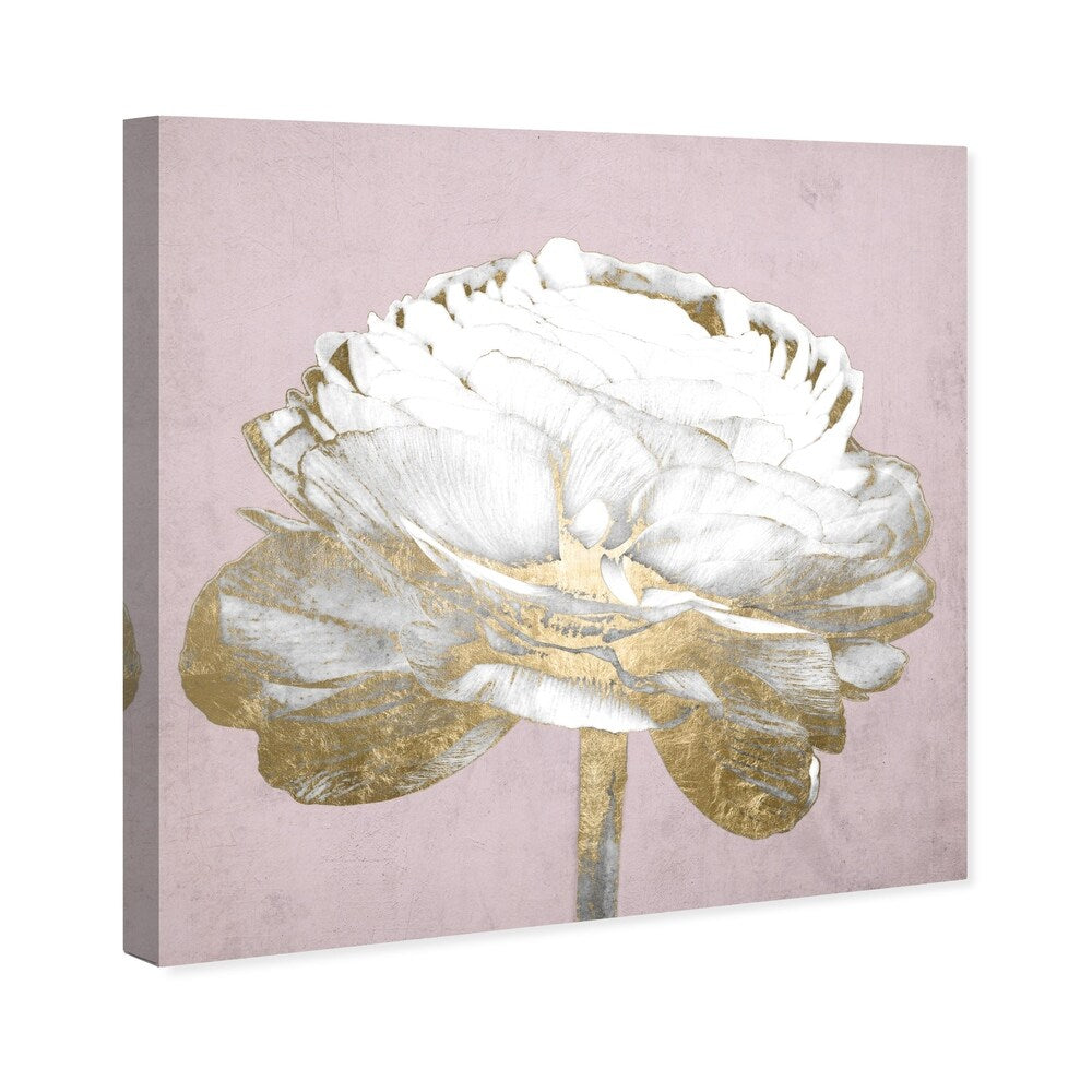 Oliver Gal 'Blush Gold Luxe Flower' Floral and Botanical Wall Art Canvas Print - White, Gold