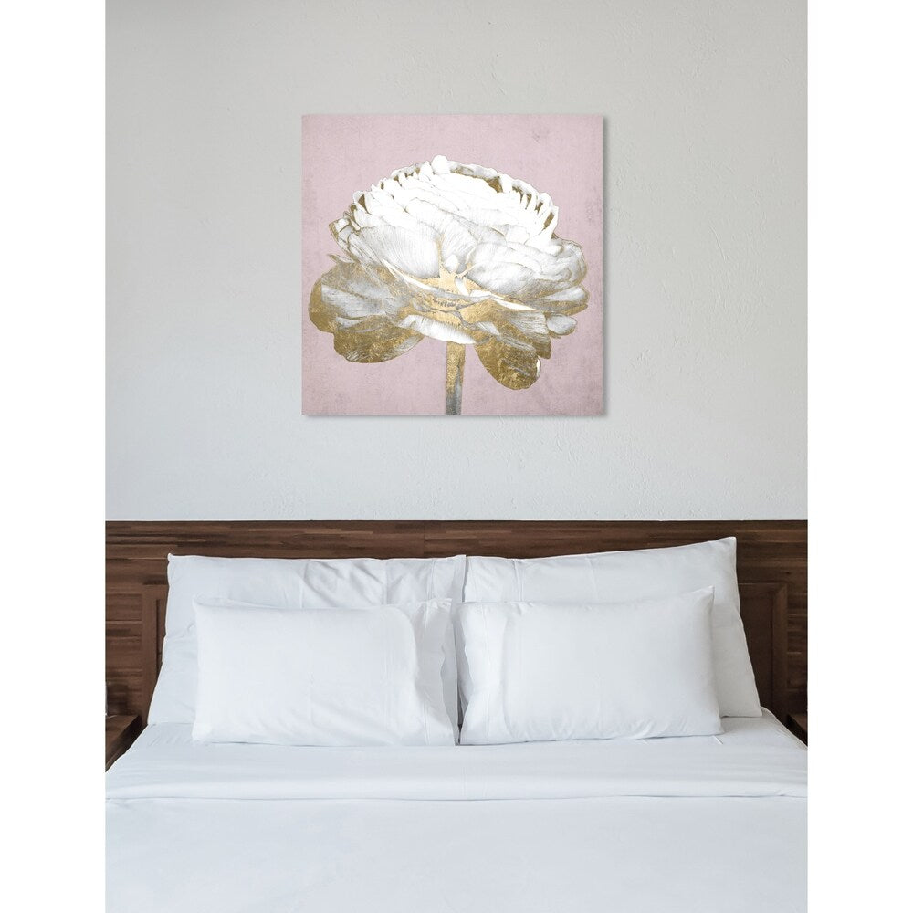 Oliver Gal 'Blush Gold Luxe Flower' Floral and Botanical Wall Art Canvas Print - White, Gold