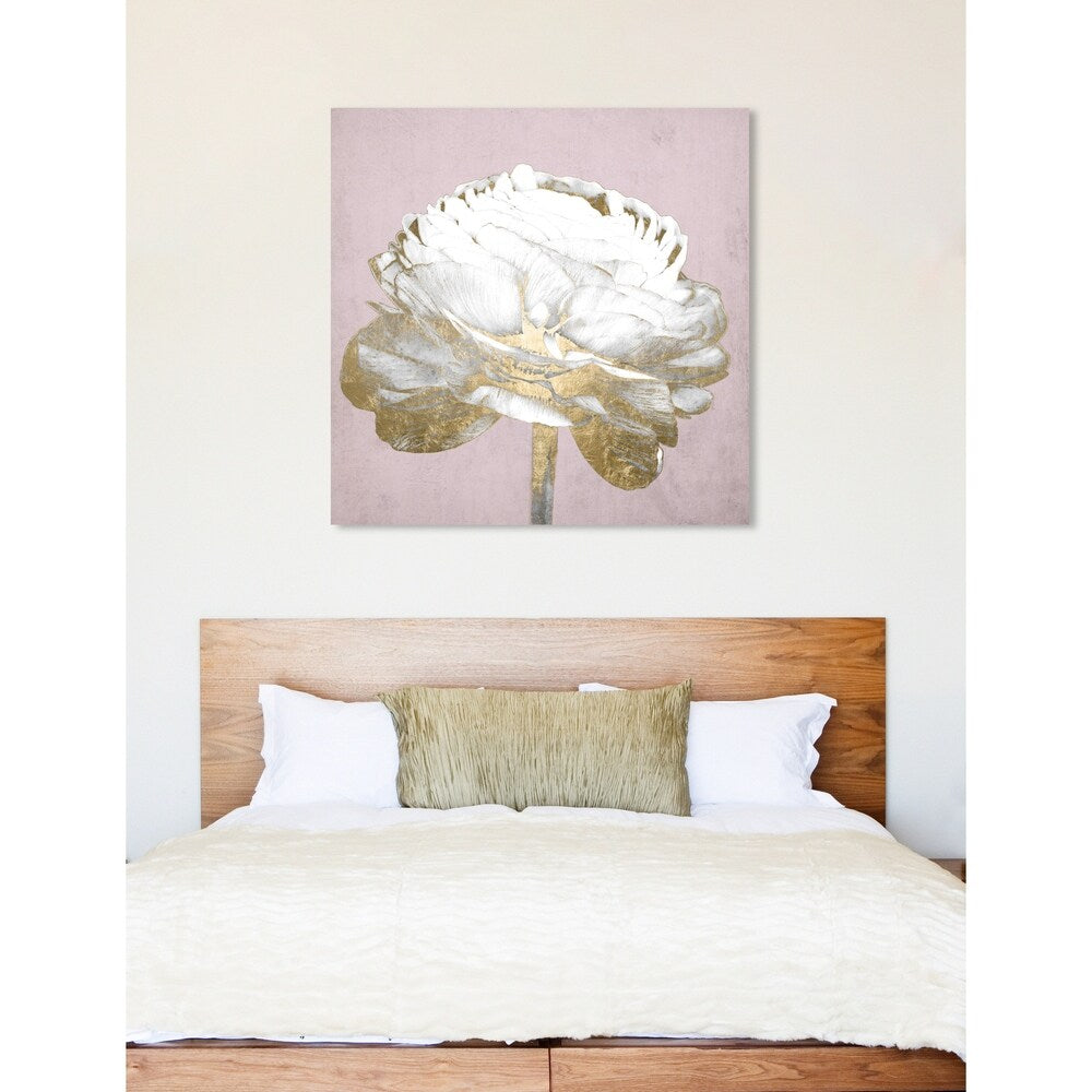 Oliver Gal 'Blush Gold Luxe Flower' Floral and Botanical Wall Art Canvas Print - White, Gold