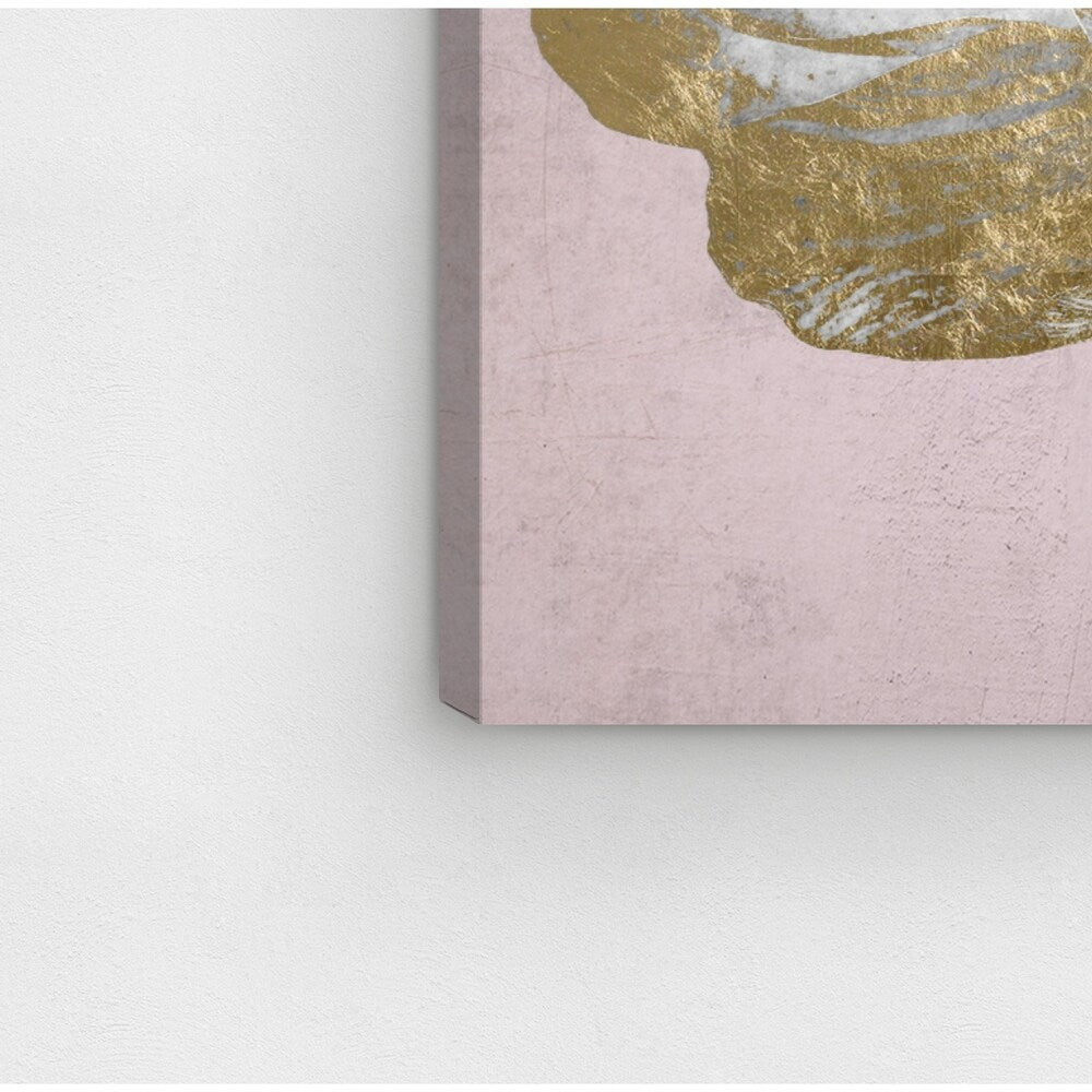Oliver Gal 'Blush Gold Luxe Flower' Floral and Botanical Wall Art Canvas Print - White, Gold