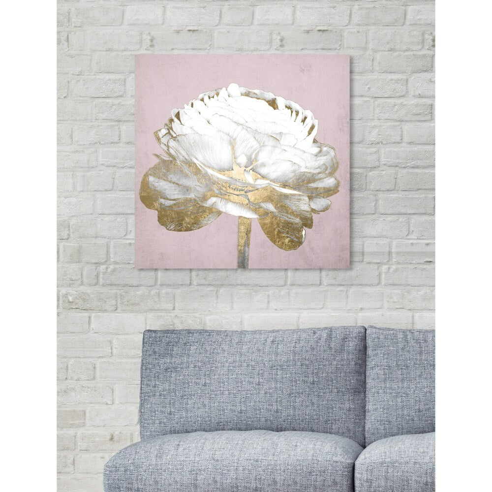 Oliver Gal 'Blush Gold Luxe Flower' Floral and Botanical Wall Art Canvas Print - White, Gold