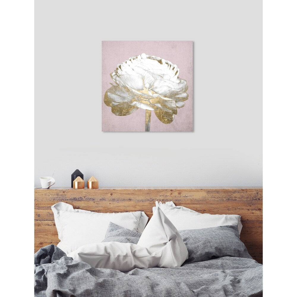 Oliver Gal 'Blush Gold Luxe Flower' Floral and Botanical Wall Art Canvas Print - White, Gold