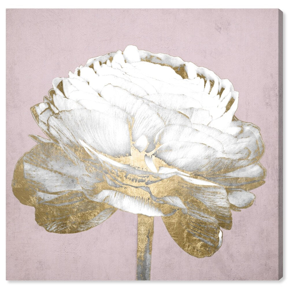 Oliver Gal 'Blush Gold Luxe Flower' Floral and Botanical Wall Art Canvas Print - White, Gold