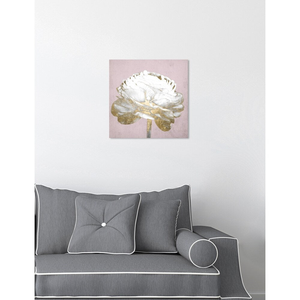 Oliver Gal 'Blush Gold Luxe Flower' Floral and Botanical Wall Art Canvas Print - White, Gold