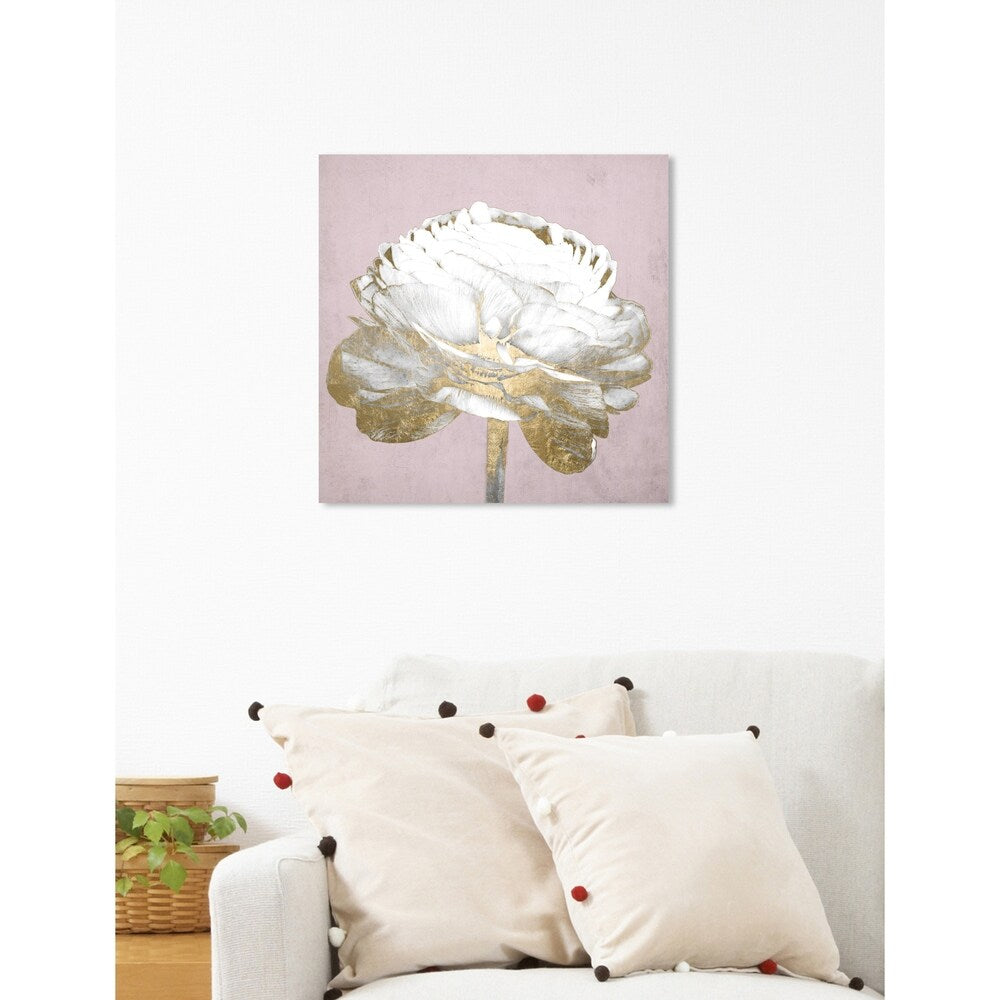 Oliver Gal 'Blush Gold Luxe Flower' Floral and Botanical Wall Art Canvas Print - White, Gold