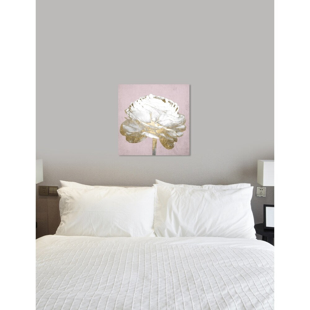Oliver Gal 'Blush Gold Luxe Flower' Floral and Botanical Wall Art Canvas Print - White, Gold
