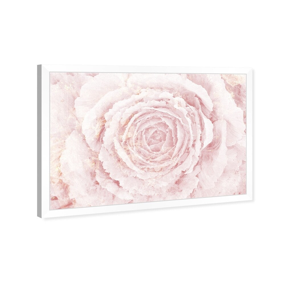 Oliver Gal 'Blush Winter Flower Pink' Floral White Contemporary Framed Wall Art Print