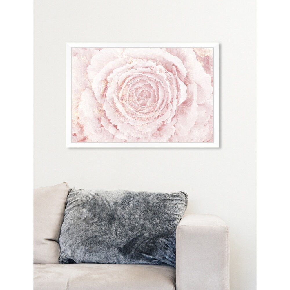 Oliver Gal 'Blush Winter Flower Pink' Floral White Contemporary Framed Wall Art Print