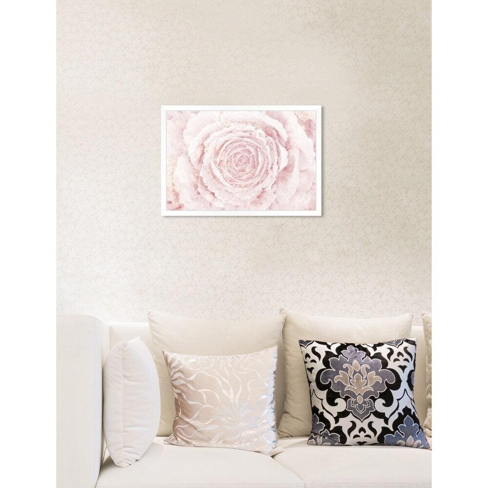 Oliver Gal 'Blush Winter Flower Pink' Floral White Contemporary Framed Wall Art Print
