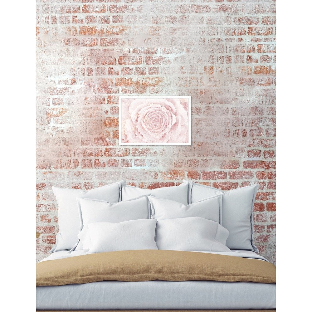 Oliver Gal 'Blush Winter Flower Pink' Floral White Contemporary Framed Wall Art Print