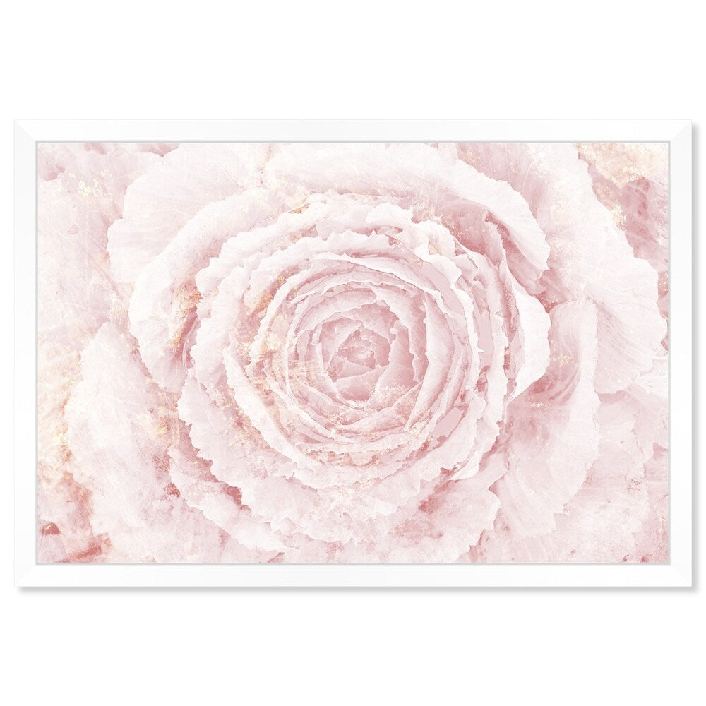 Oliver Gal 'Blush Winter Flower Pink' Floral White Contemporary Framed Wall Art Print