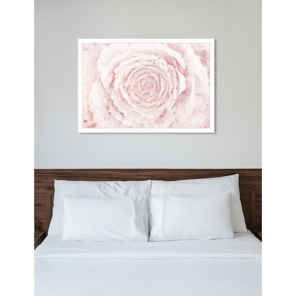 Oliver Gal 'Blush Winter Flower Pink' Floral White Contemporary Framed Wall Art Print