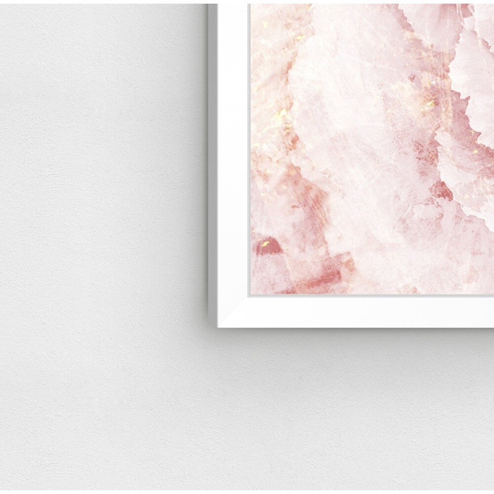 Oliver Gal 'Blush Winter Flower Pink' Floral White Contemporary Framed Wall Art Print