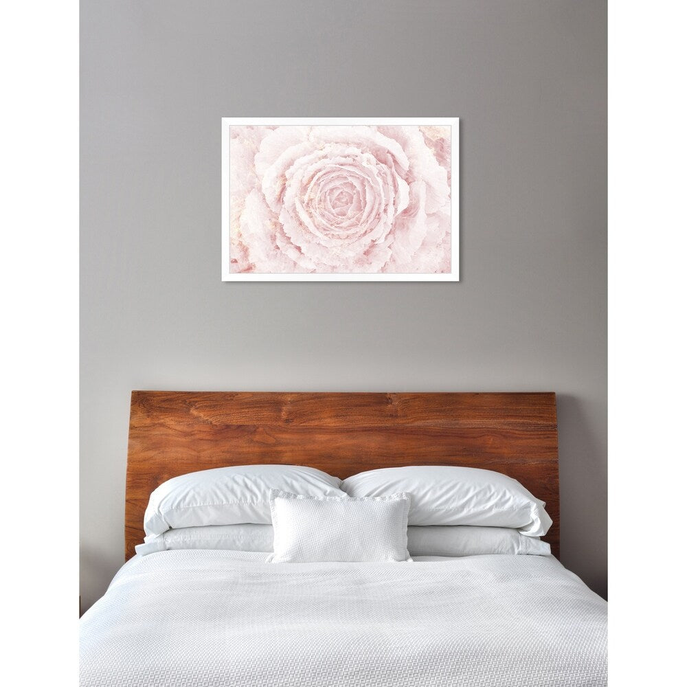 Oliver Gal 'Blush Winter Flower Pink' Floral White Contemporary Framed Wall Art Print