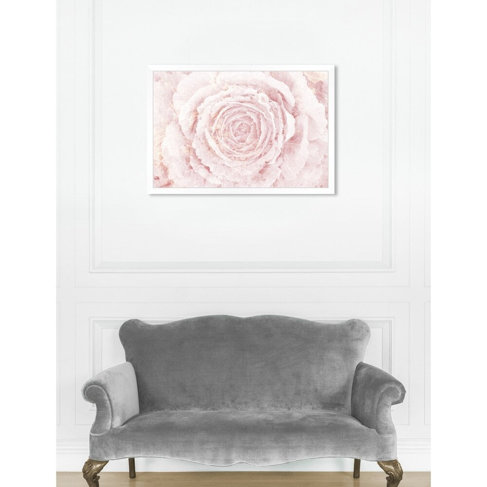 Oliver Gal 'Blush Winter Flower Pink' Floral White Contemporary Framed Wall Art Print