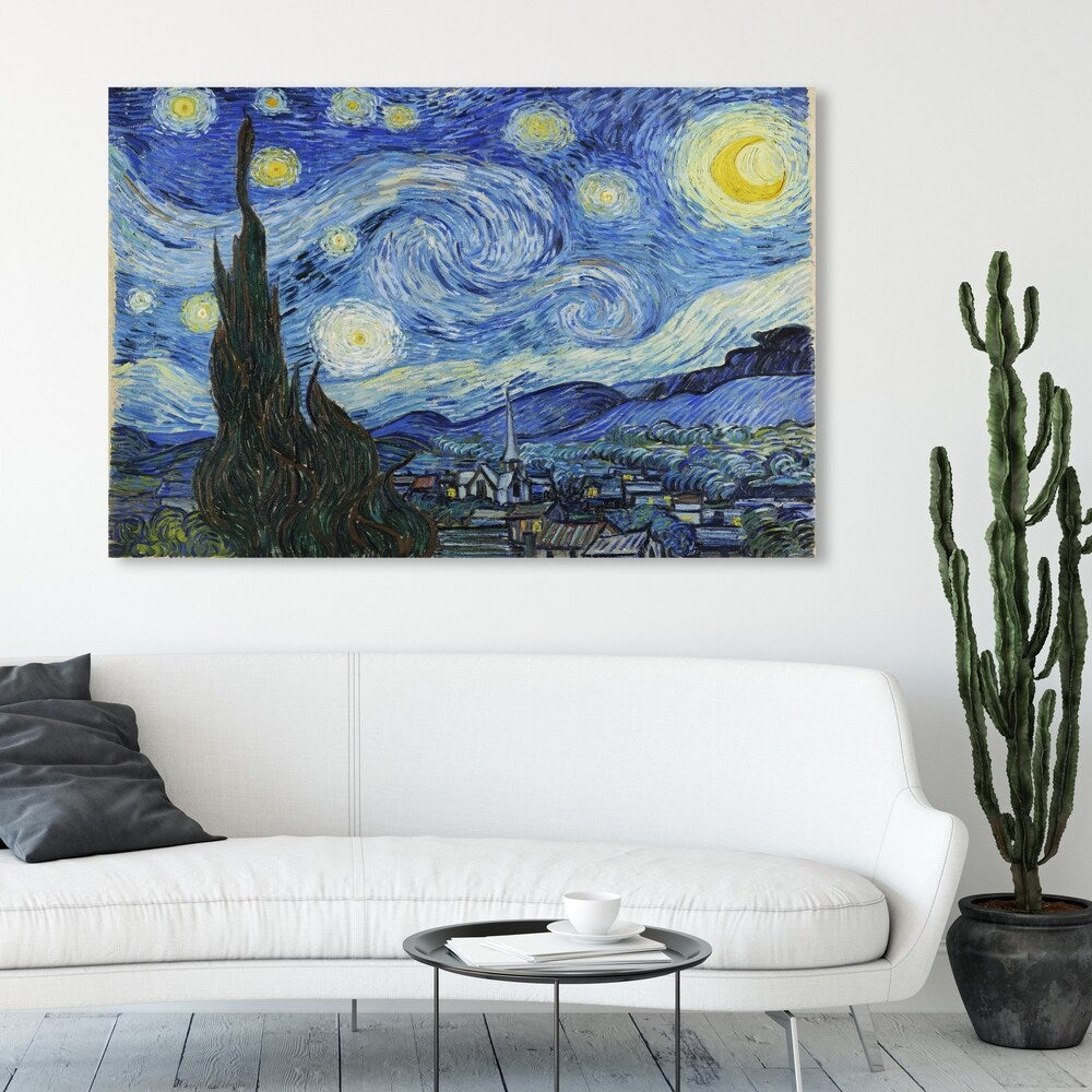 Oliver Gal Classic and Figurative Wall Art Canvas Prints 'Van Gogh - Starry Night' Impressionism - Blue, Black