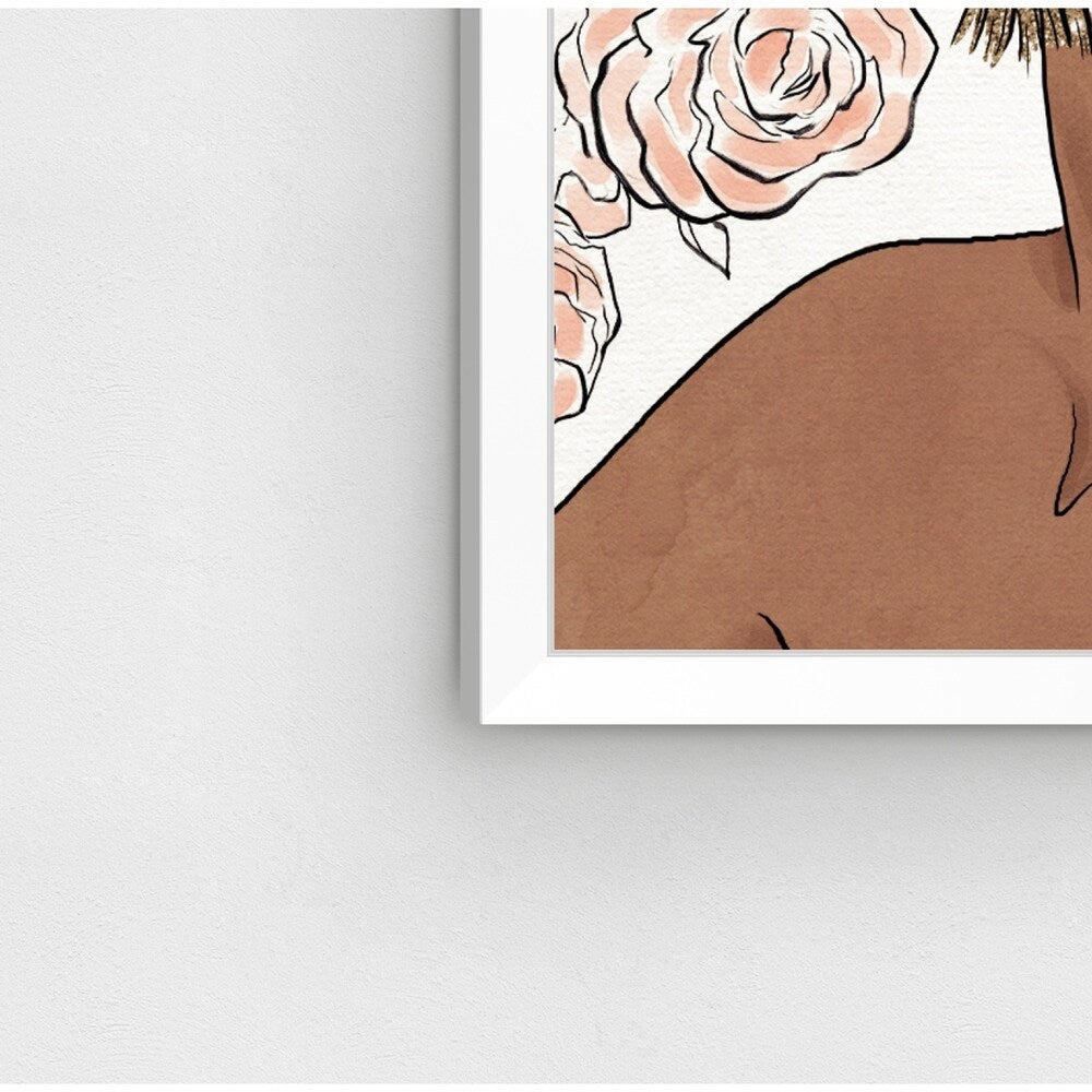 Oliver Gal 'Flower Blush Girl' Pink Fashion Framed Wall Art Print