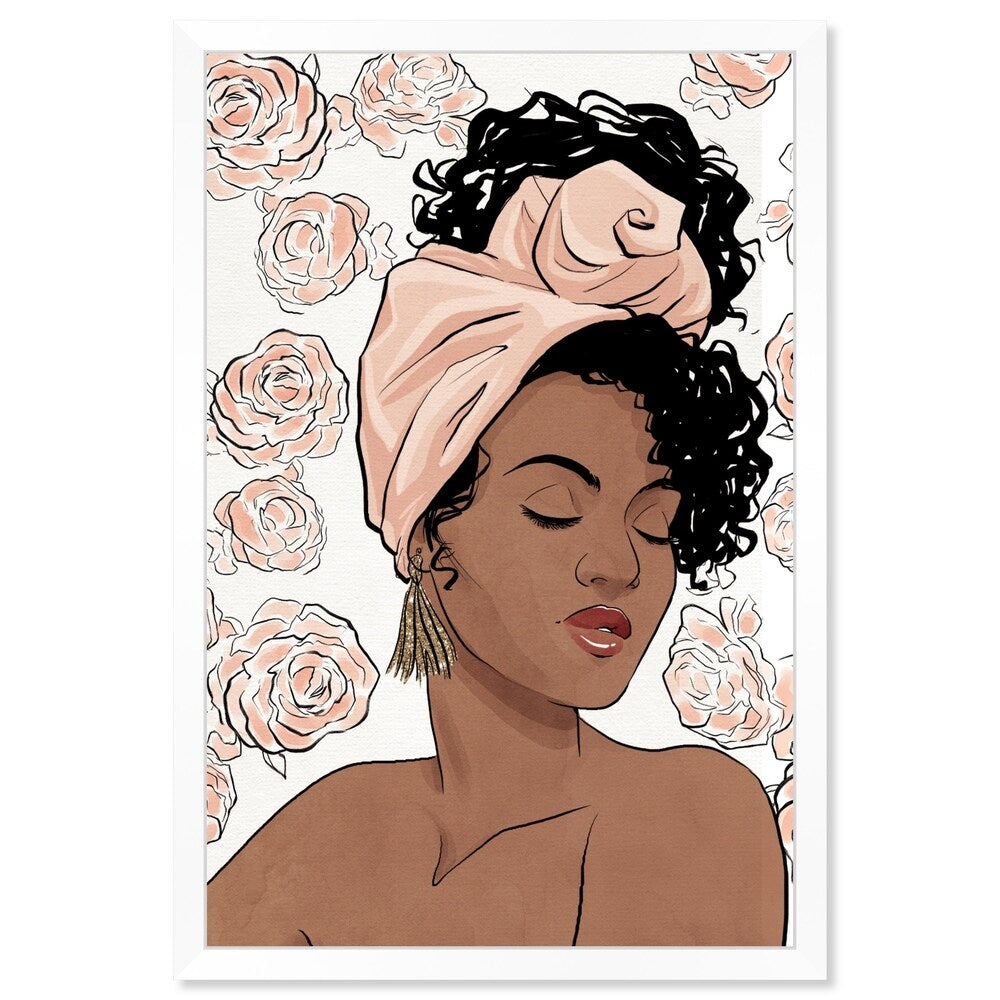 Oliver Gal 'Flower Blush Girl' Pink Fashion Framed Wall Art Print