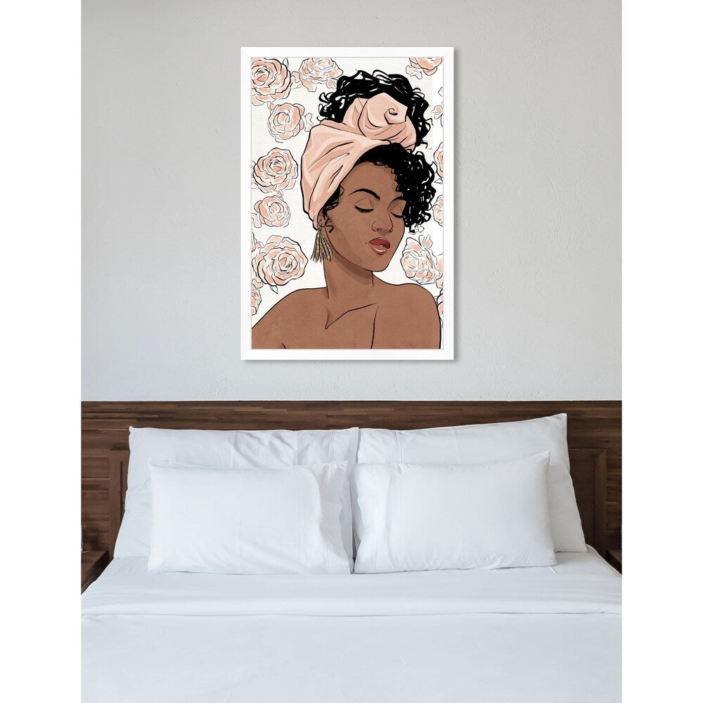 Oliver Gal 'Flower Blush Girl' Pink Fashion Framed Wall Art Print