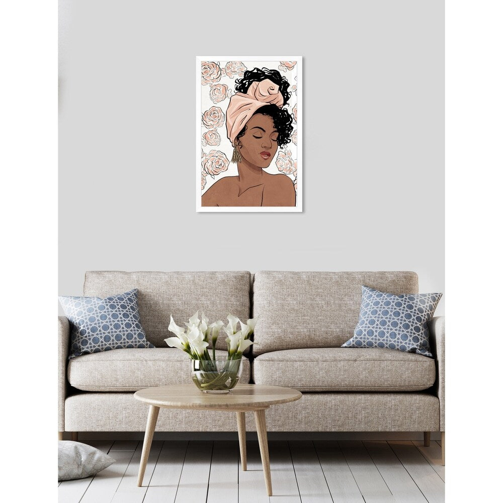 Oliver Gal 'Flower Blush Girl' Pink Fashion Framed Wall Art Print
