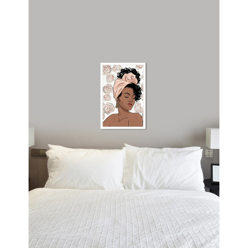 Oliver Gal 'Flower Blush Girl' Pink Fashion Framed Wall Art Print