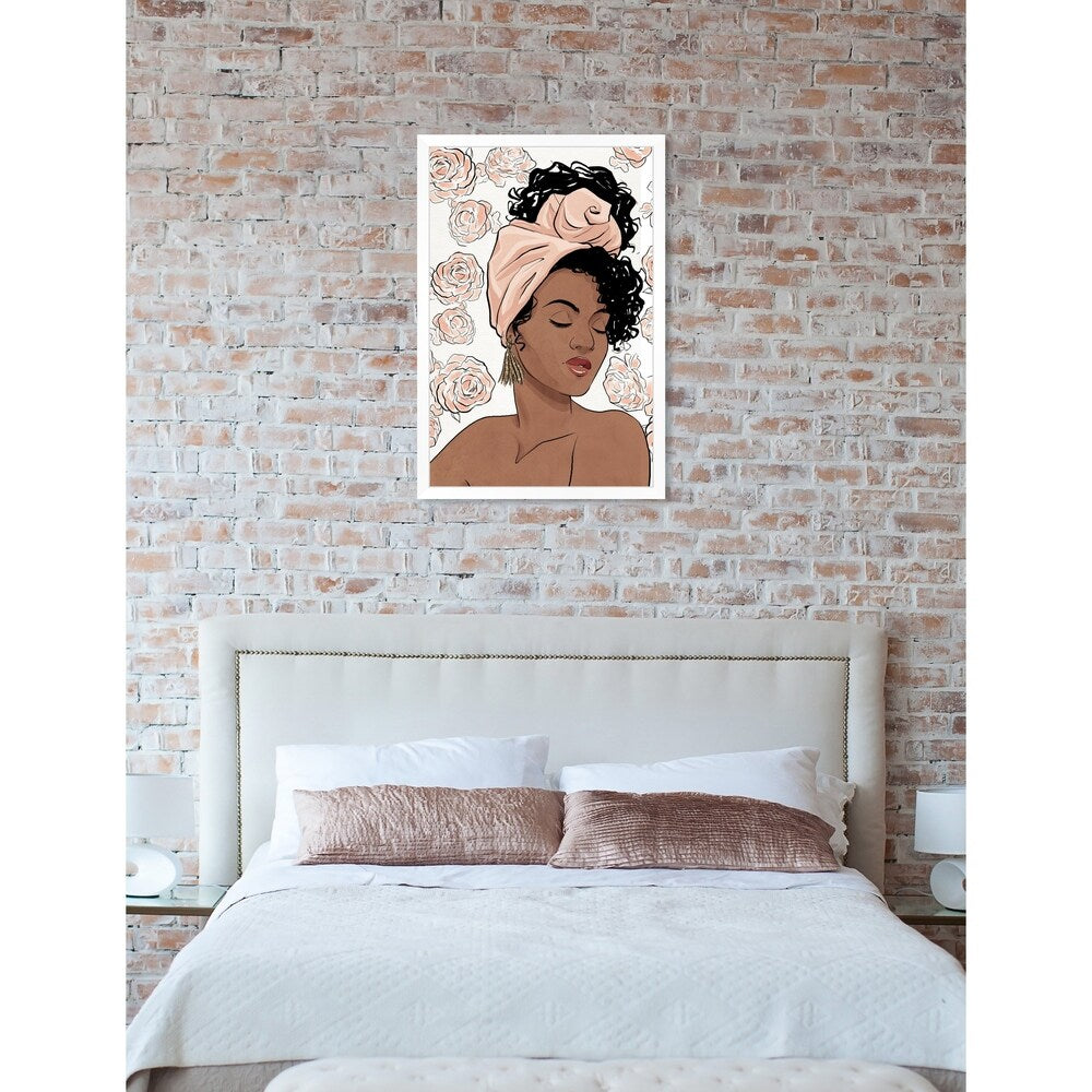Oliver Gal 'Flower Blush Girl' Pink Fashion Framed Wall Art Print