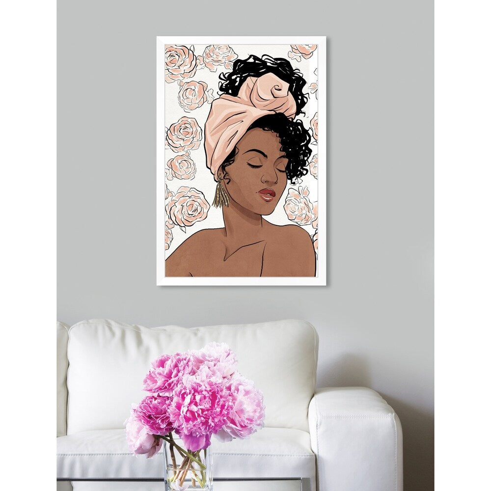 Oliver Gal 'Flower Blush Girl' Pink Fashion Framed Wall Art Print