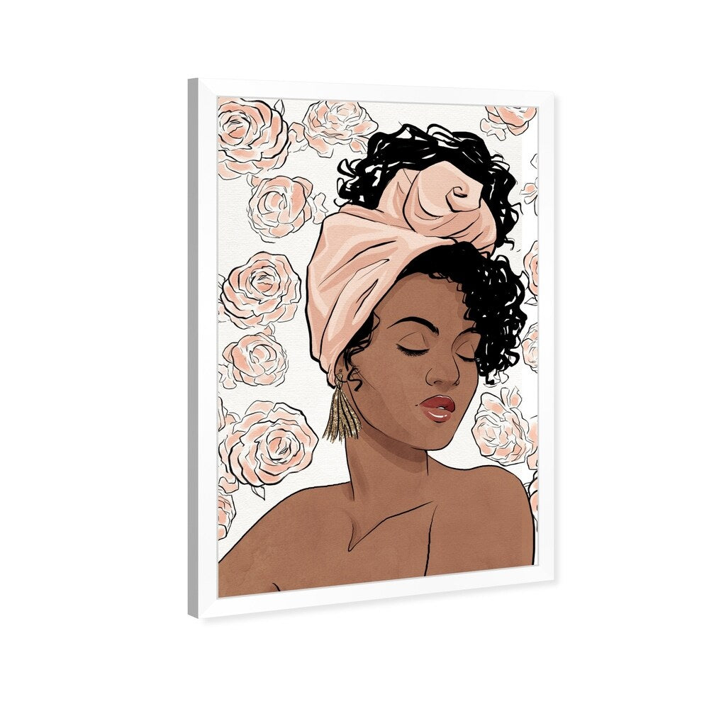 Oliver Gal 'Flower Blush Girl' Pink Fashion Framed Wall Art Print