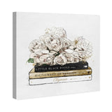 Oliver Gal 'Flowers and Elegant Books Luxe' Fashion and Glam Wall Art Canvas Print - White, Gold