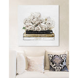 Oliver Gal 'Flowers and Elegant Books Luxe' Fashion and Glam Wall Art Canvas Print - White, Gold