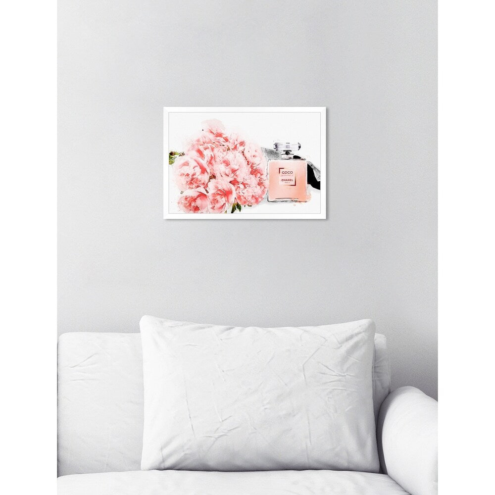 Oliver Gal 'Flowers and Perfume Glam' Floral Pink Contemporary Framed Wall Art Print