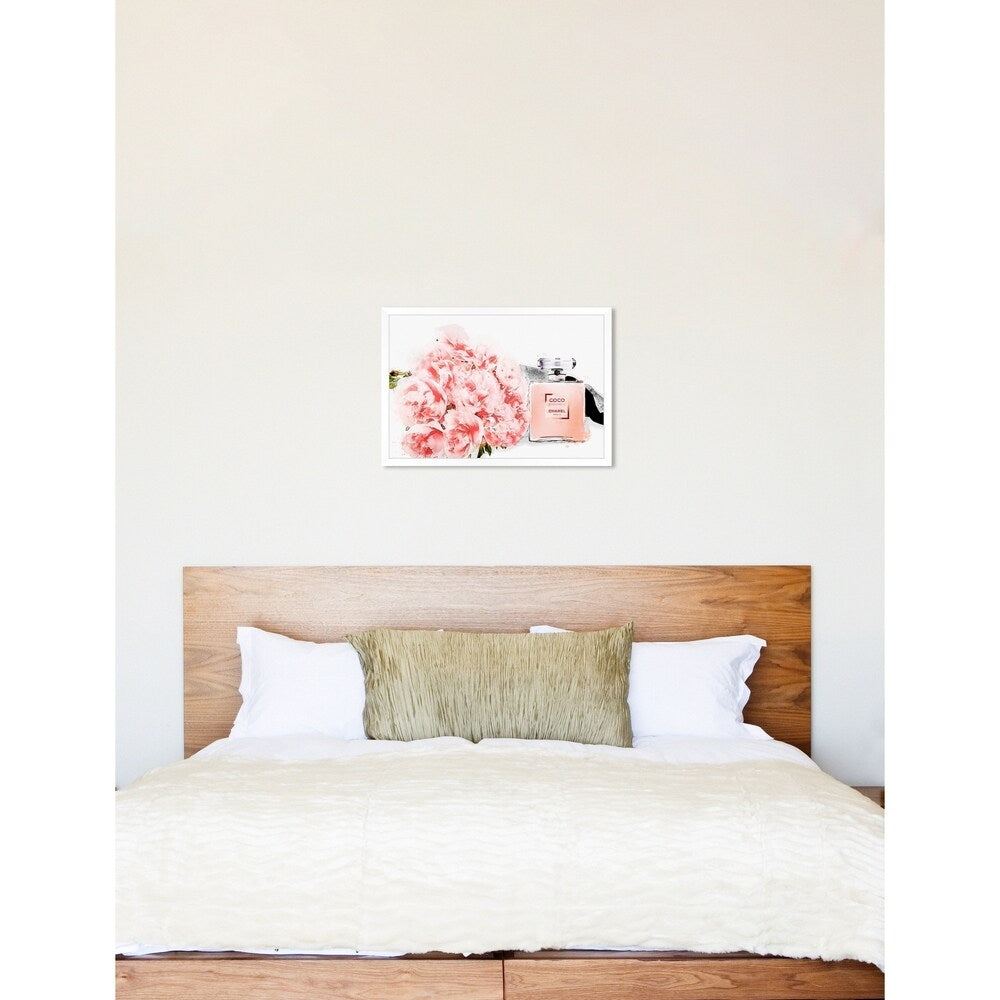 Oliver Gal 'Flowers and Perfume Glam' Floral Pink Contemporary Framed Wall Art Print