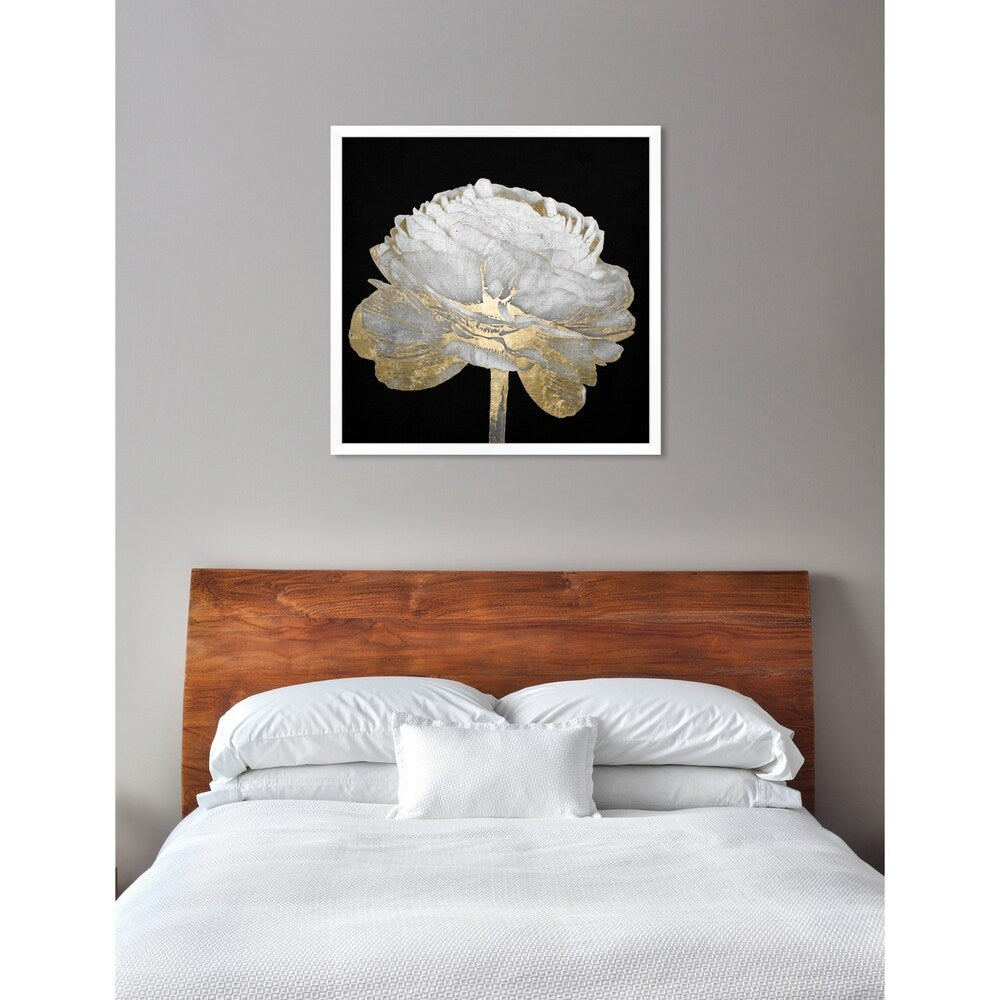 Oliver Gal 'Gold and Light Floral II' Floral Black/ Gold Framed Wall Art Print