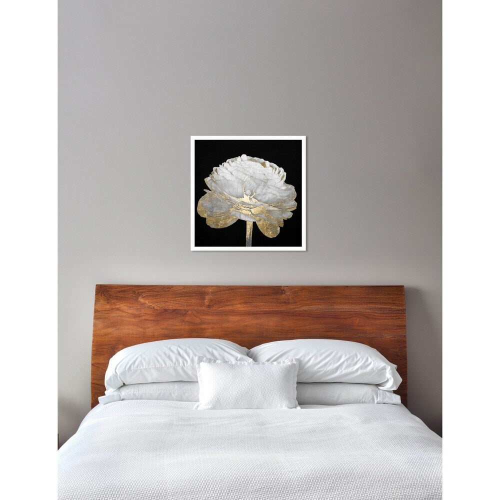 Oliver Gal 'Gold and Light Floral II' Floral Black/ Gold Framed Wall Art Print