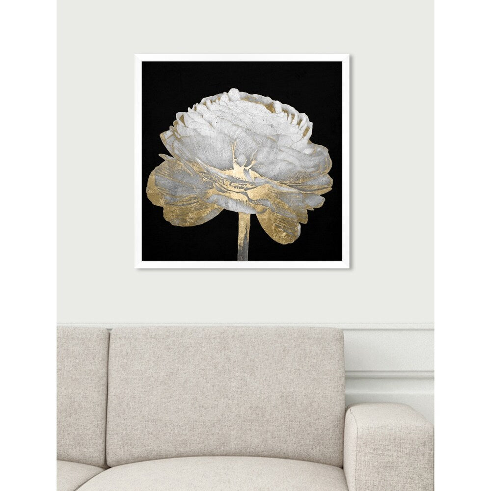 Oliver Gal 'Gold and Light Floral II' Floral Black/ Gold Framed Wall Art Print
