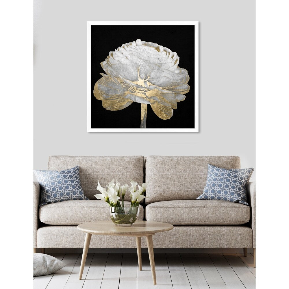 Oliver Gal 'Gold and Light Floral II' Floral Black/ Gold Framed Wall Art Print
