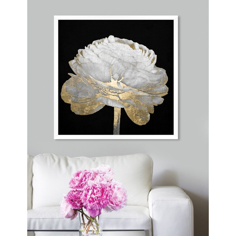 Oliver Gal 'Gold and Light Floral II' Floral Black/ Gold Framed Wall Art Print