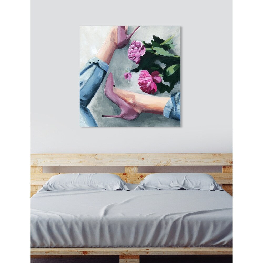 Oliver Gal 'Jeans and Heels' Fashion and Glam Wall Art Canvas Print - Pink, Blue