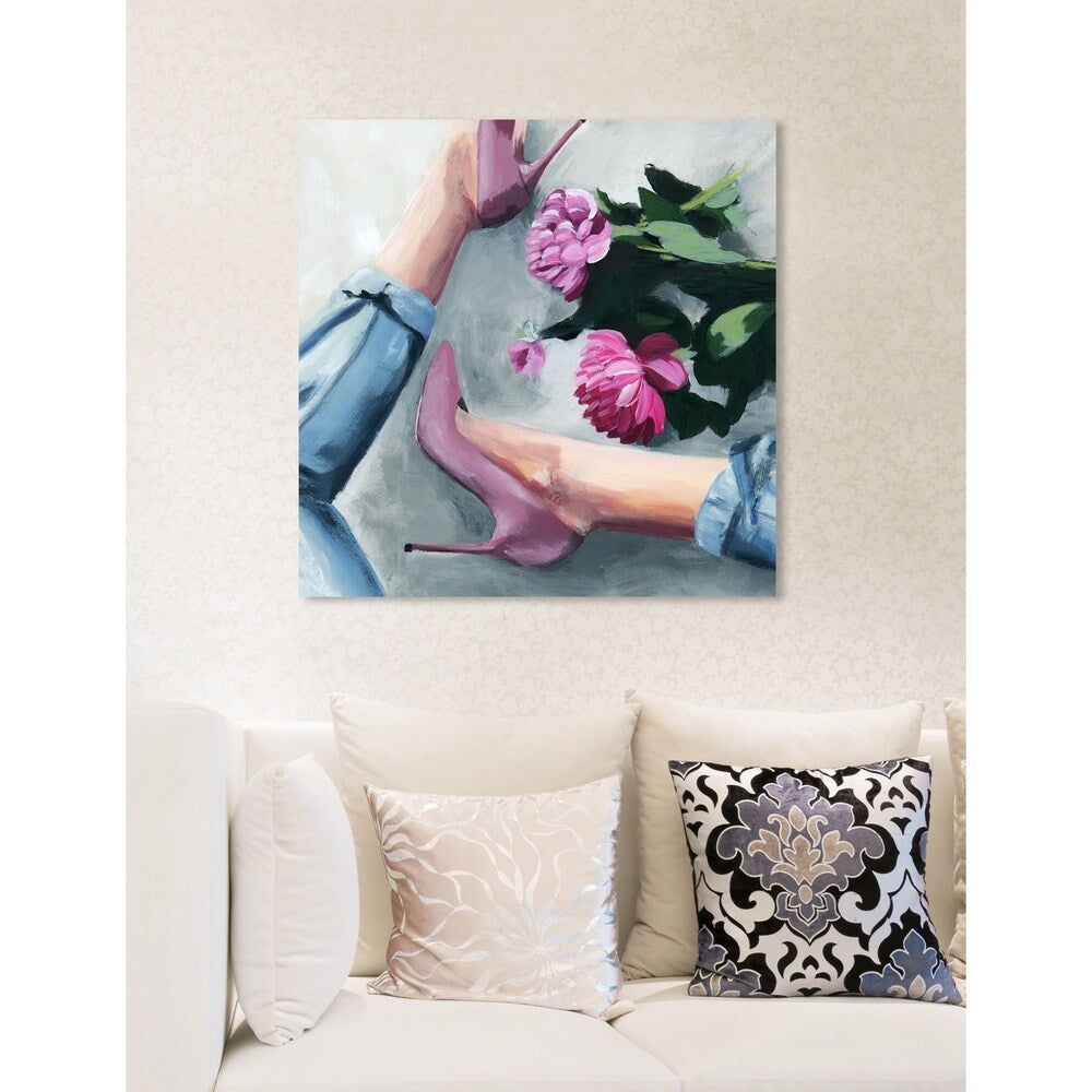 Oliver Gal 'Jeans and Heels' Fashion and Glam Wall Art Canvas Print - Pink, Blue