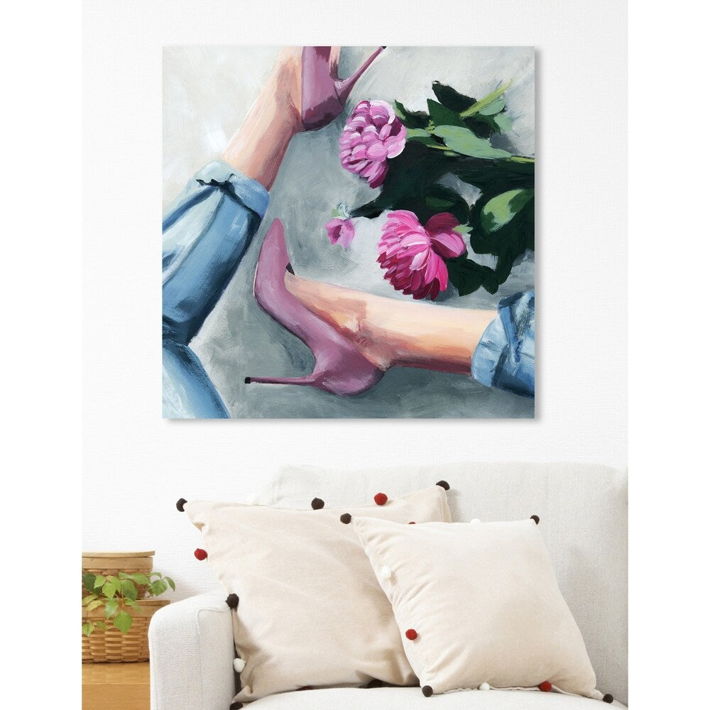 Oliver Gal 'Jeans and Heels' Fashion and Glam Wall Art Canvas Print - Pink, Blue