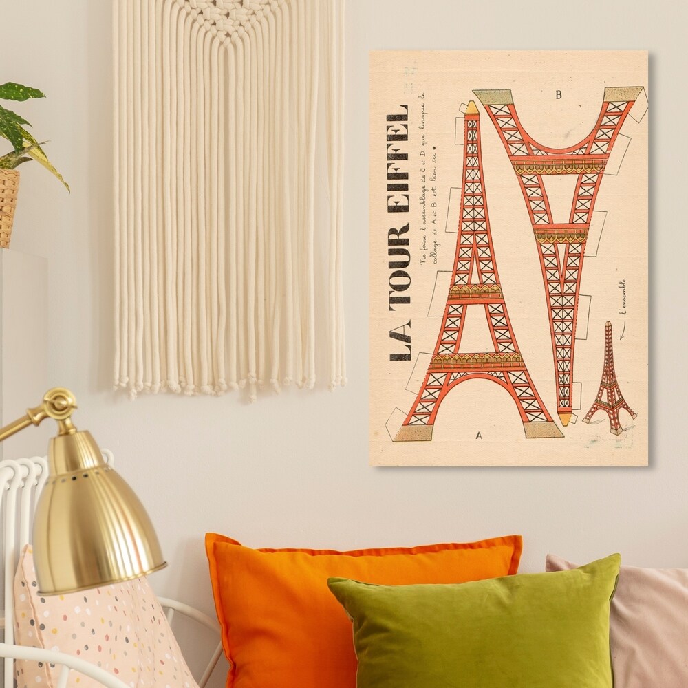 Oliver Gal 'La Tour Eiffel' Advertising Wall Art Canvas Print - Orange, Black