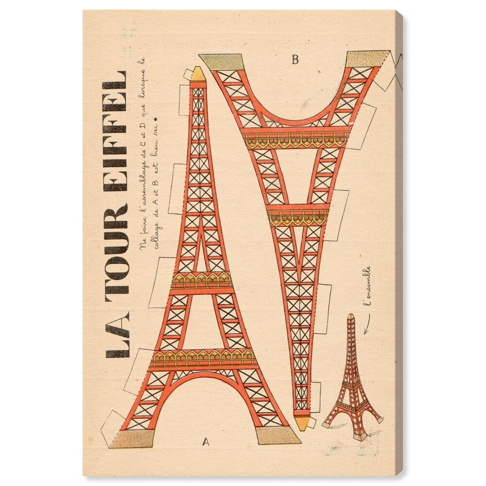 Oliver Gal 'La Tour Eiffel' Advertising Wall Art Canvas Print - Orange, Black