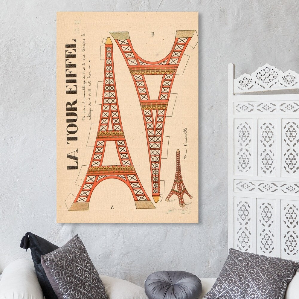 Oliver Gal 'La Tour Eiffel' Advertising Wall Art Canvas Print - Orange, Black