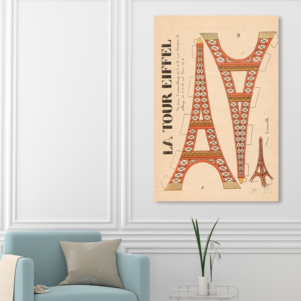 Oliver Gal 'La Tour Eiffel' Advertising Wall Art Canvas Print - Orange, Black