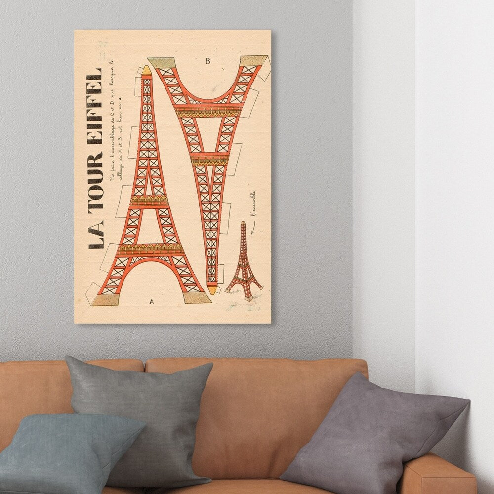 Oliver Gal 'La Tour Eiffel' Advertising Wall Art Canvas Print - Orange, Black