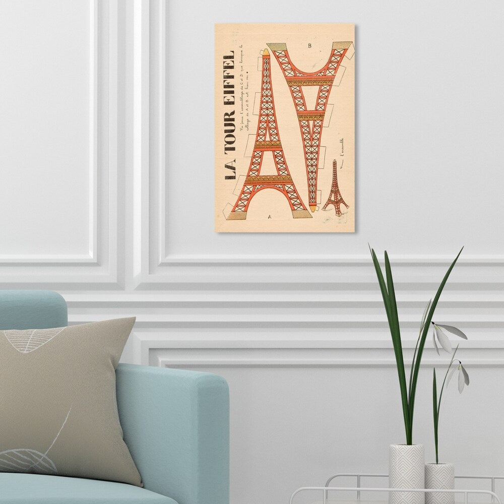 Oliver Gal 'La Tour Eiffel' Advertising Wall Art Canvas Print - Orange, Black