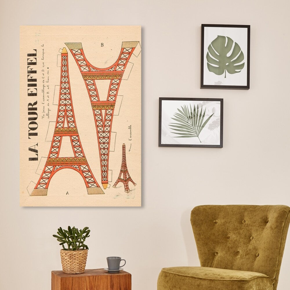 Oliver Gal 'La Tour Eiffel' Advertising Wall Art Canvas Print - Orange, Black